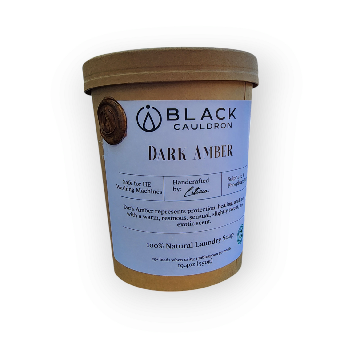 Dark Amber Laundry Soap Powder 19.4oz - fully compostable packaging!!