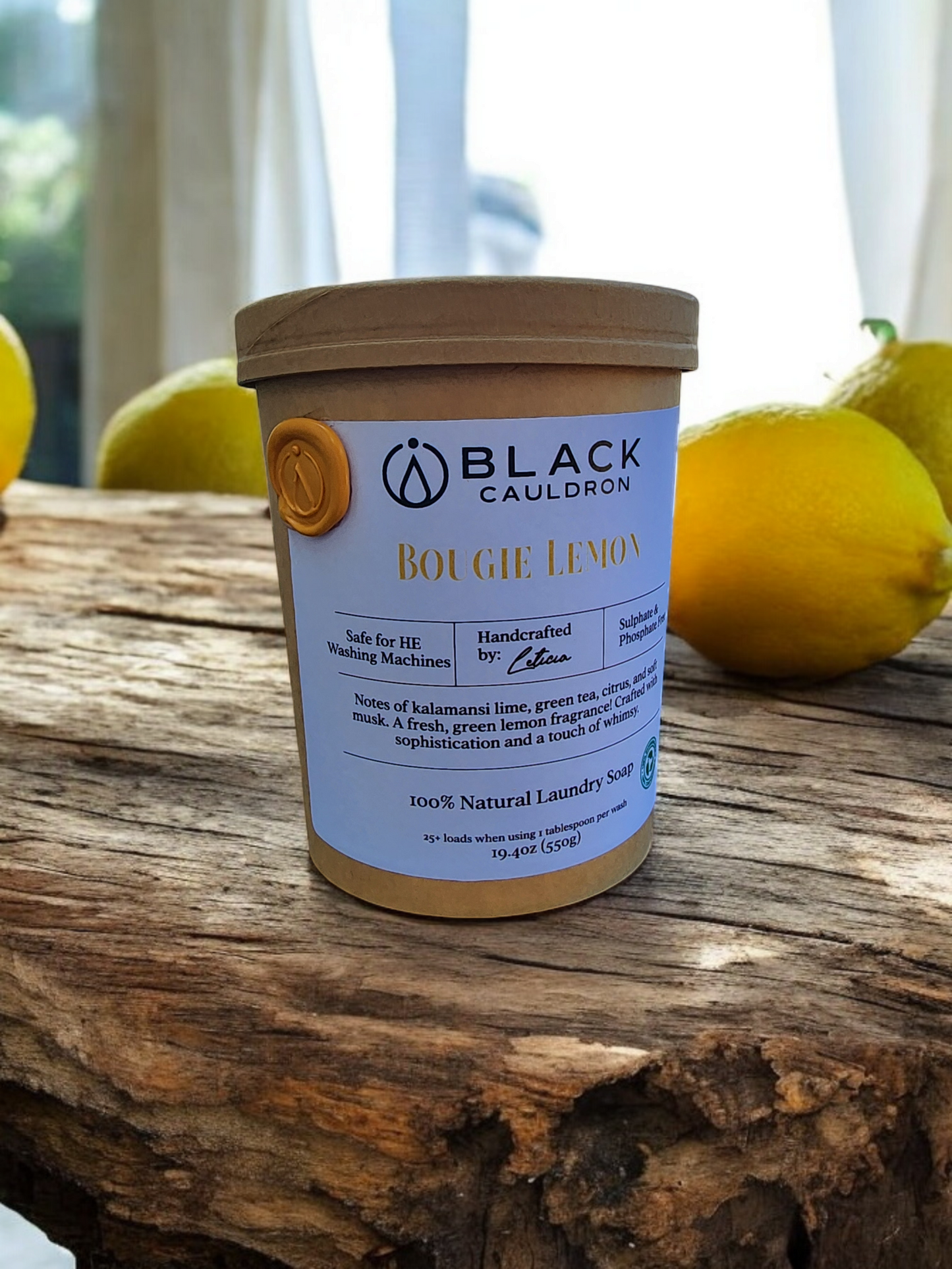 Bougie Lemon Laundry Soap Powder 19.4oz - fully compostable packaging!!