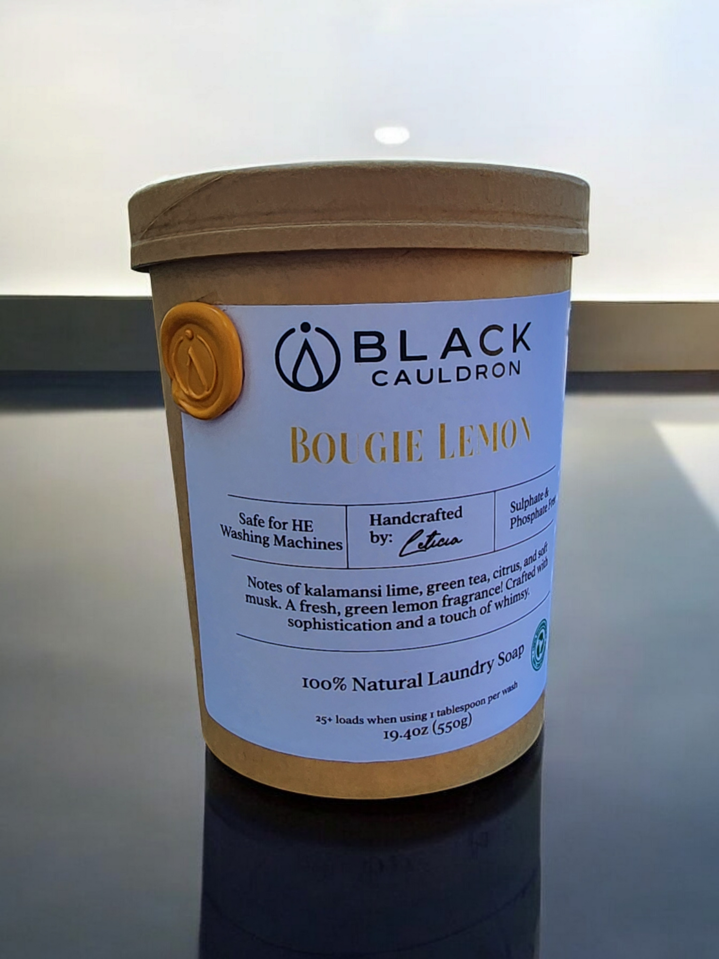Bougie Lemon Laundry Soap Powder 19.4oz - fully compostable packaging!!