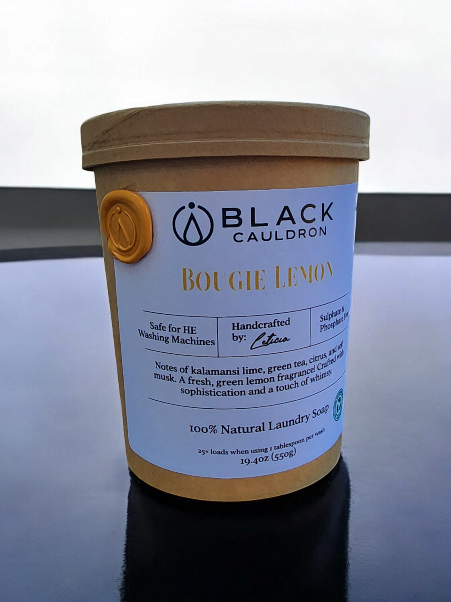 Bougie Lemon Laundry Soap Powder 19.4oz - fully compostable packaging!!
