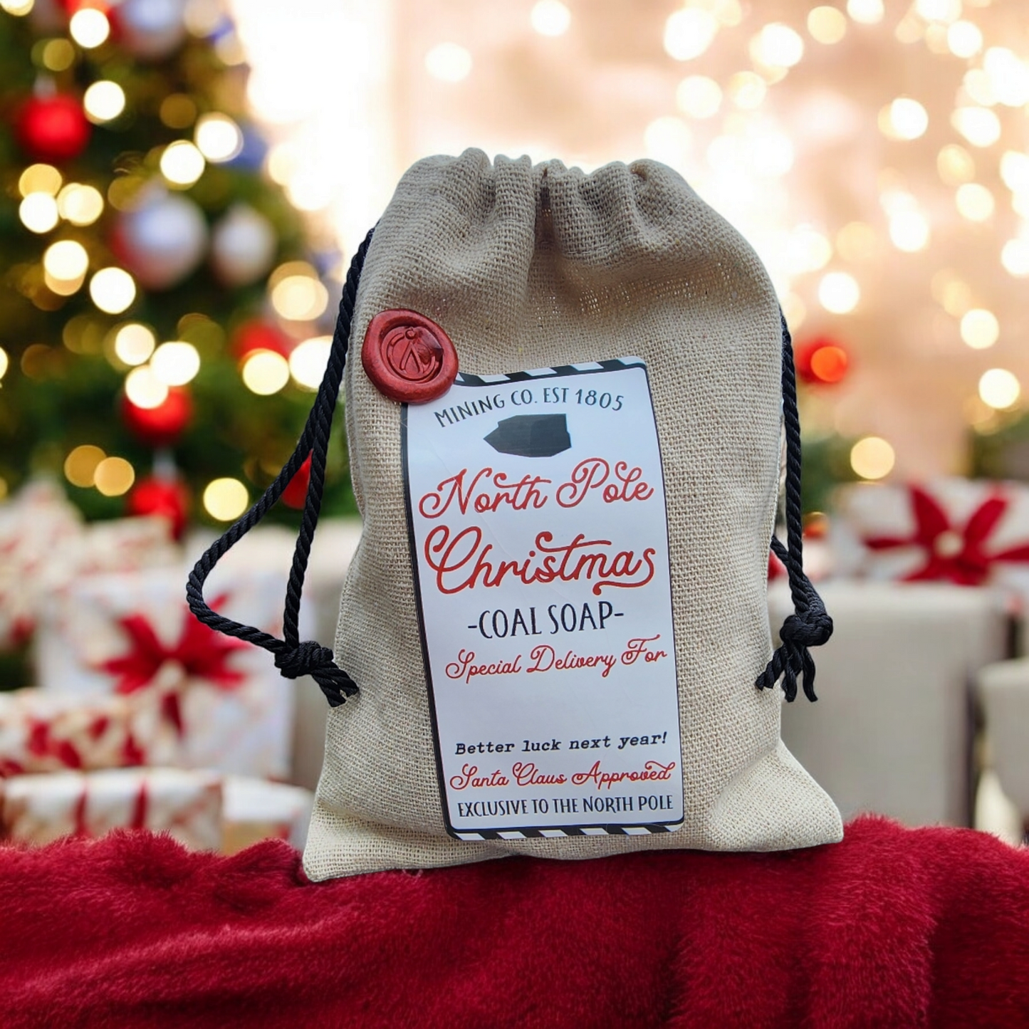 Bag of Coal Santa's Naughty List - Face & Body Soap - Coal Stocking, Christmas Coal, Winter Gift, Coal Soap, Lump of CoalBag of Coal