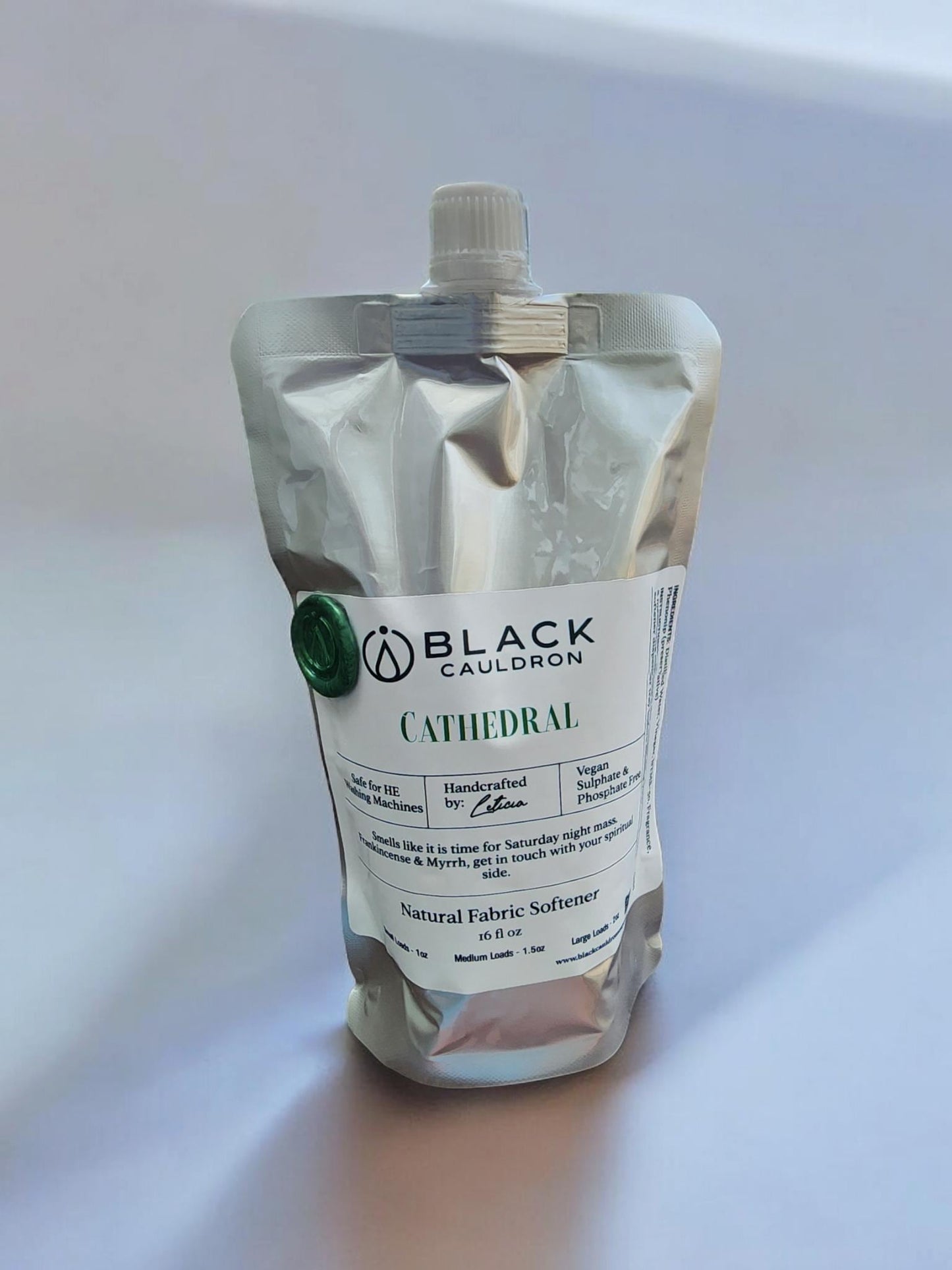 Cathedral (frankincense and myrrh) - Natural Laundry Fabric Softener Conditioner 16oz, soft clothes, clean laundry, phthalate free