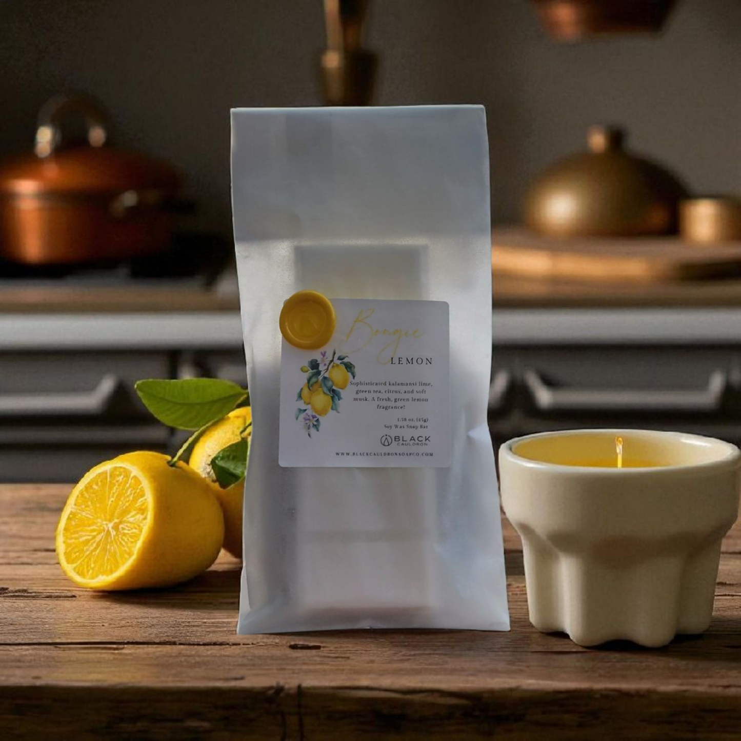 Bougie Lemon Wax Melts -Wax Melts for Warmer - Handmade Wax Tart - Soy Wax - Wax Snap Bar Melts