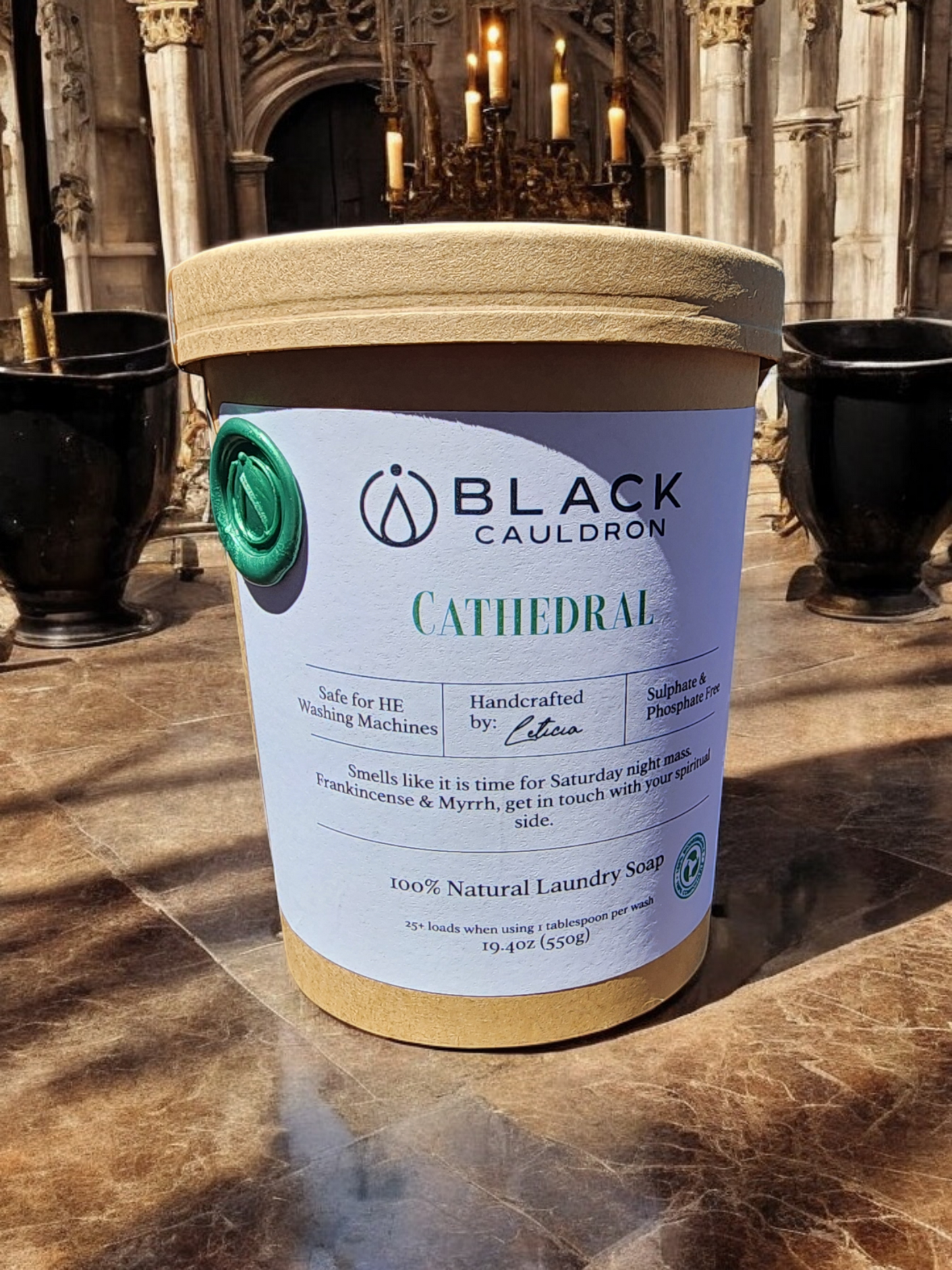 Cathedral Frankincense & Myrrh Laundry Soap Powder 19.4oz - fully compostable packaging!!