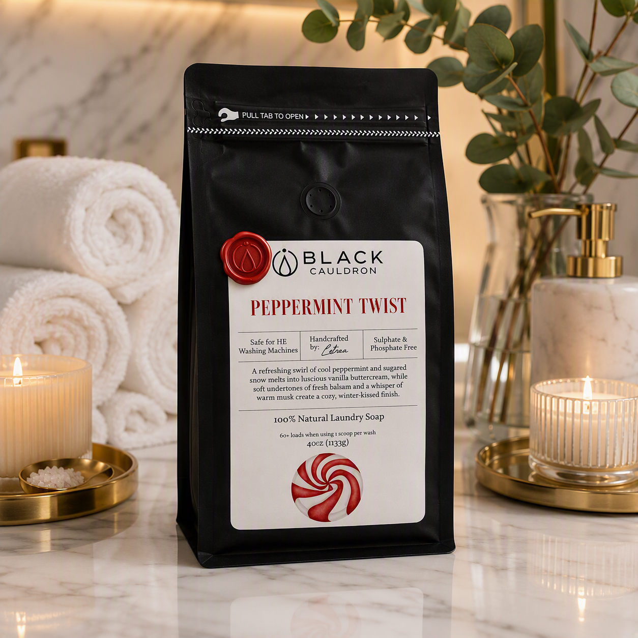 Peppermint Twist - Natural Laundry Soap Powder 40oz