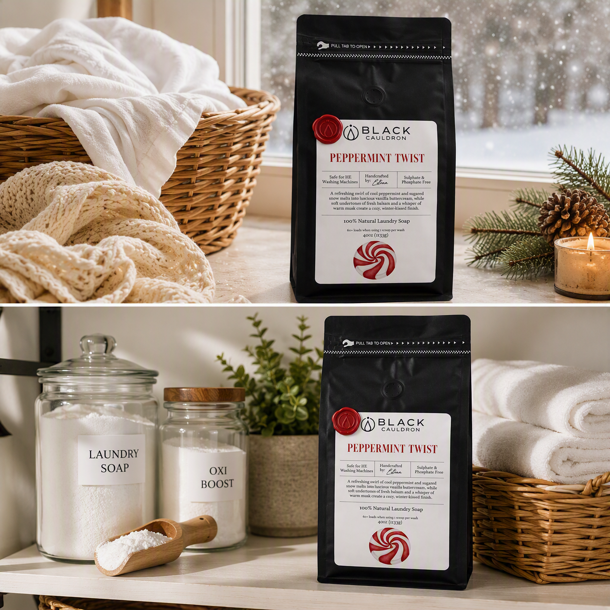 Peppermint Twist - Natural Laundry Soap Powder 40oz