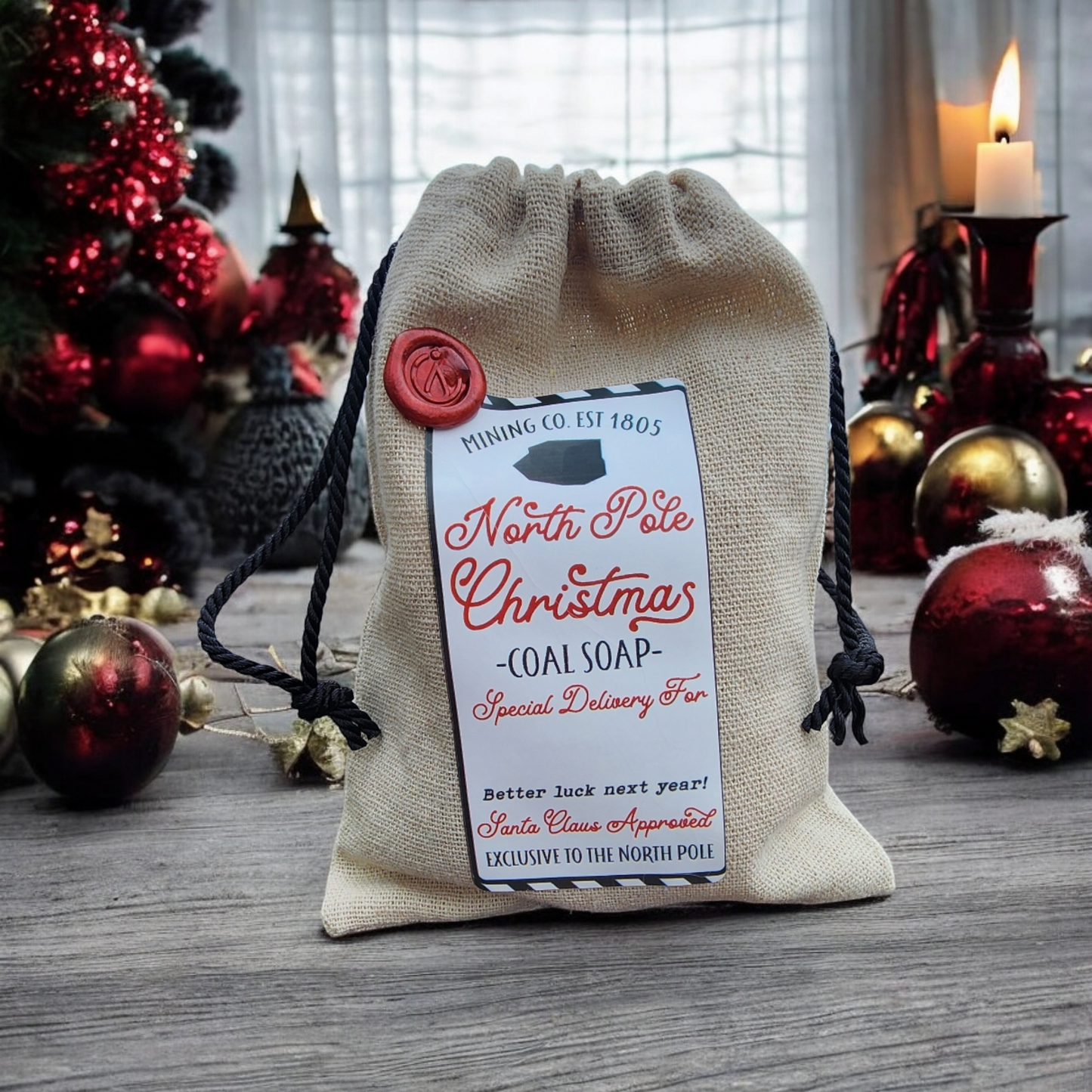 Bag of Coal Santa's Naughty List -  Face & Body Soap  - Coal Stocking, Christmas Coal, Winter Gift, Coal Soap, Lump of CoalBag of Coal