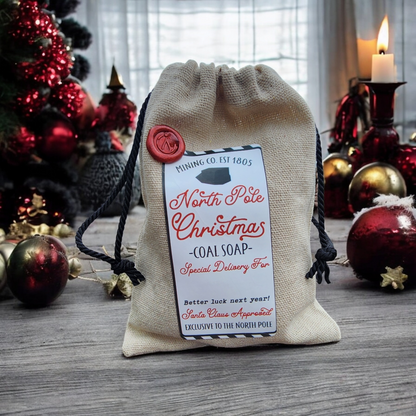 Bag of Coal Santa's Naughty List -  Face & Body Soap  - Coal Stocking, Christmas Coal, Winter Gift, Coal Soap, Lump of CoalBag of Coal