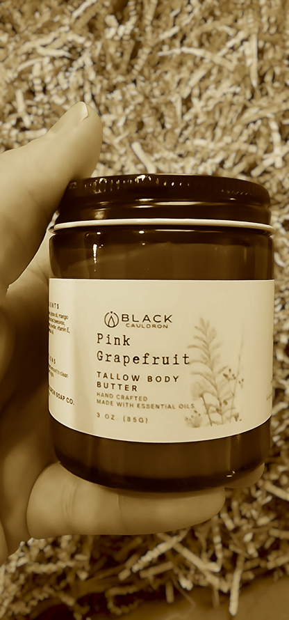 Pink Grapefruit  Whipped Tallow Cream – Whipped Botanical Moisturizer for Deep Nourishment for Sensitive Skin | Grass Fed Tallow | Non-Comedogenic
