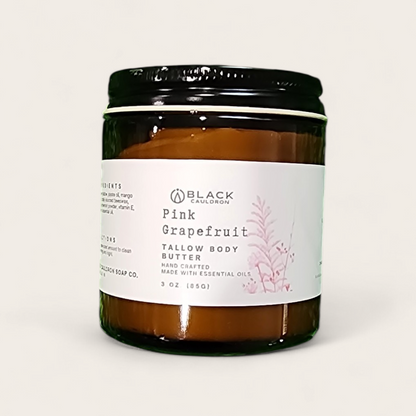 Pink Grapefruit  Whipped Tallow Cream – Whipped Botanical Moisturizer for Deep Nourishment for Sensitive Skin | Grass Fed Tallow | Non-Comedogenic