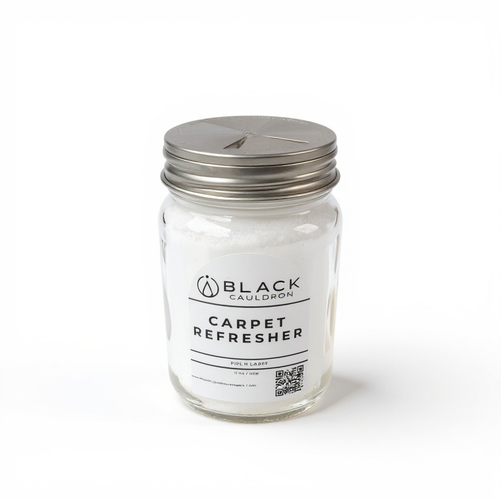 Refillable Glass Carpet Refresher with Stainless Steel Shaker Lid 17oz Plastic Free