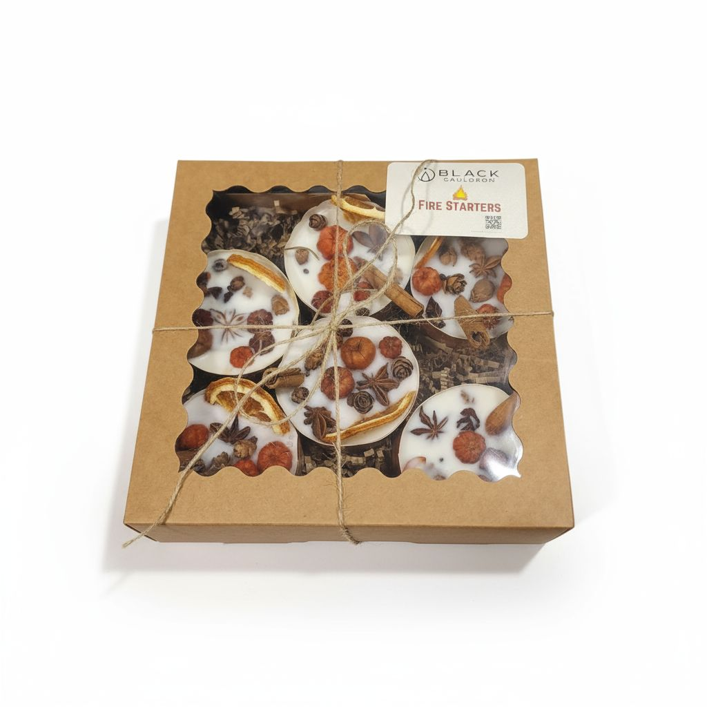 SET OF 6 LARGE  FALL FIRESTARTERS, Camping, Bonfire, campfire, glamping, woodstove, fireplace Fire Starters