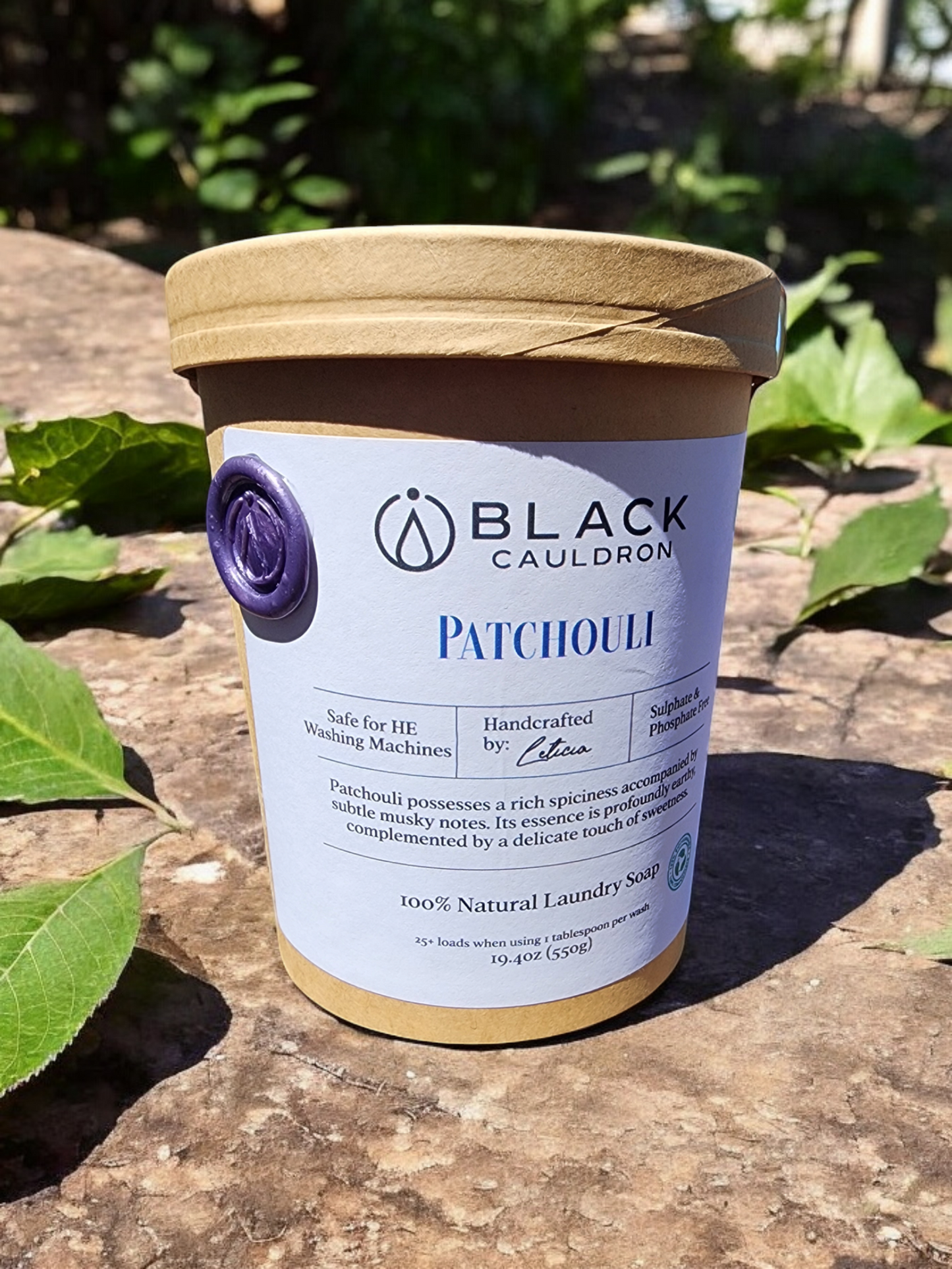 Patchouli Laundry Soap Powder 19.4oz - fully compostable packaging!!