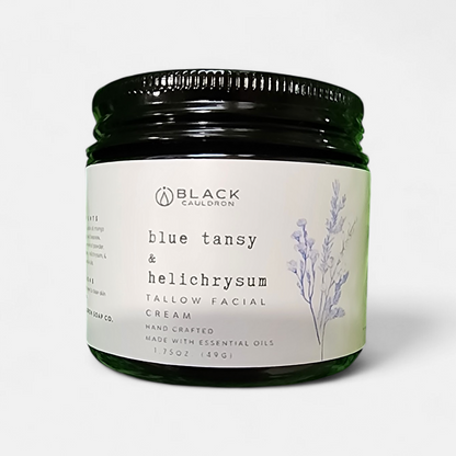 Blue Tansy Tallow Face Cream – Whipped Botanical Moisturizer for Deep Nourishment for Sensitive Skin | Grass Fed Tallow | Non-Comedogenic