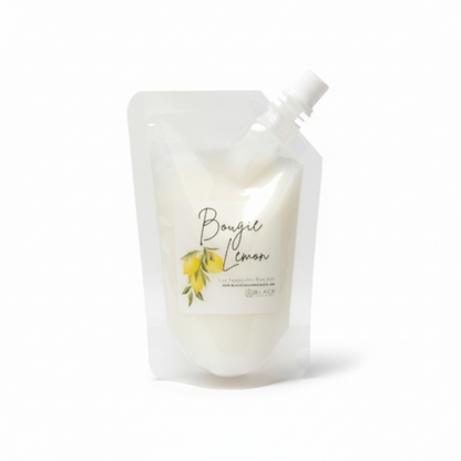 White pouch with 'Bougie Lemon' branding on a white background